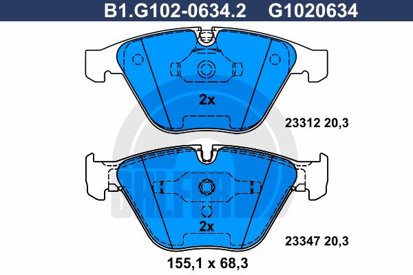 GALFER Комплект тормозных колодок, дисковый тормоз B1.G102-0634.2