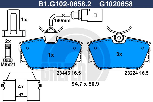 GALFER Комплект тормозных колодок, дисковый тормоз B1.G102-0658.2