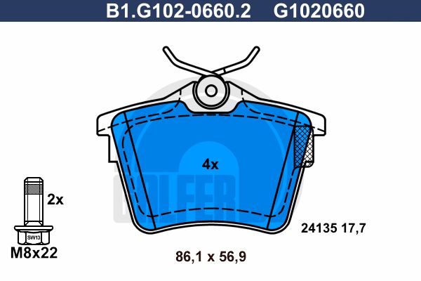 GALFER Комплект тормозных колодок, дисковый тормоз B1.G102-0660.2