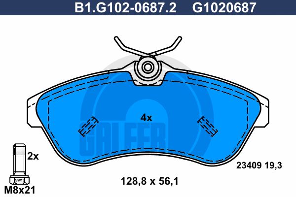 GALFER Комплект тормозных колодок, дисковый тормоз B1.G102-0687.2
