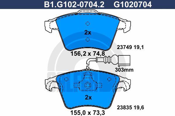 GALFER Комплект тормозных колодок, дисковый тормоз B1.G102-0704.2