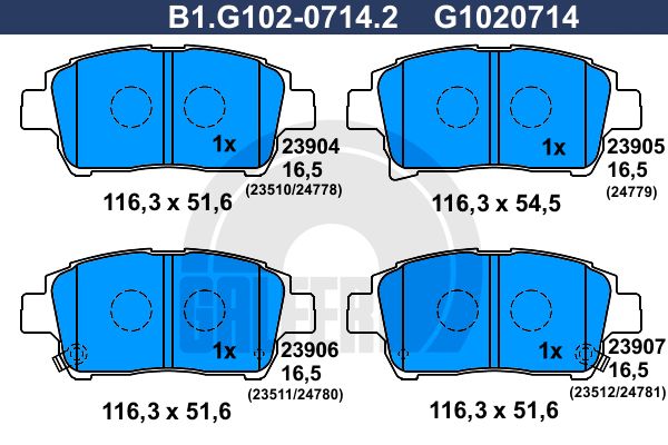 GALFER Комплект тормозных колодок, дисковый тормоз B1.G102-0714.2