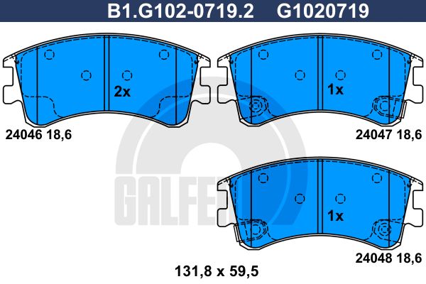 GALFER Комплект тормозных колодок, дисковый тормоз B1.G102-0719.2