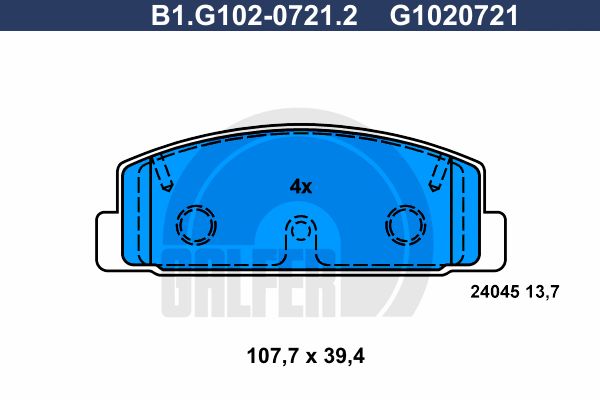 GALFER Комплект тормозных колодок, дисковый тормоз B1.G102-0721.2