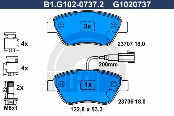 GALFER Комплект тормозных колодок, дисковый тормоз B1.G102-0737.2