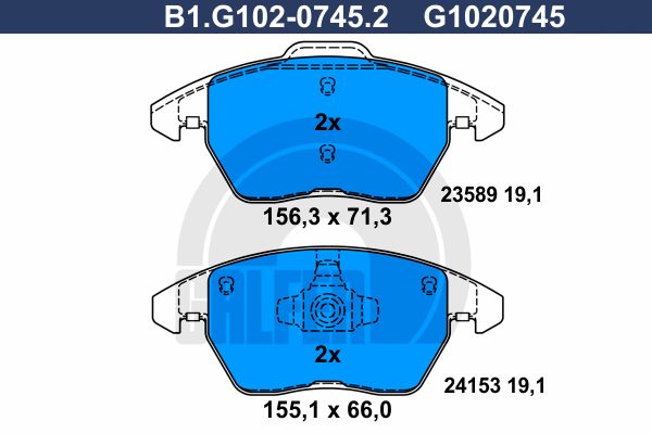 GALFER Комплект тормозных колодок, дисковый тормоз B1.G102-0745.2