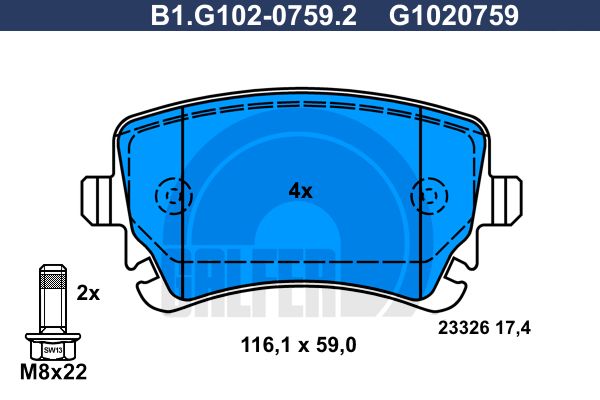 GALFER Комплект тормозных колодок, дисковый тормоз B1.G102-0759.2