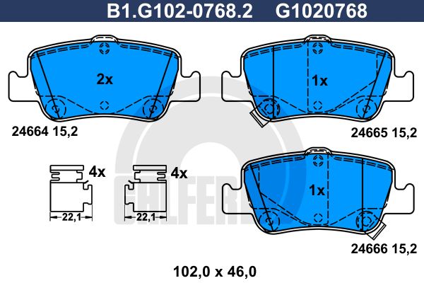 GALFER Комплект тормозных колодок, дисковый тормоз B1.G102-0768.2