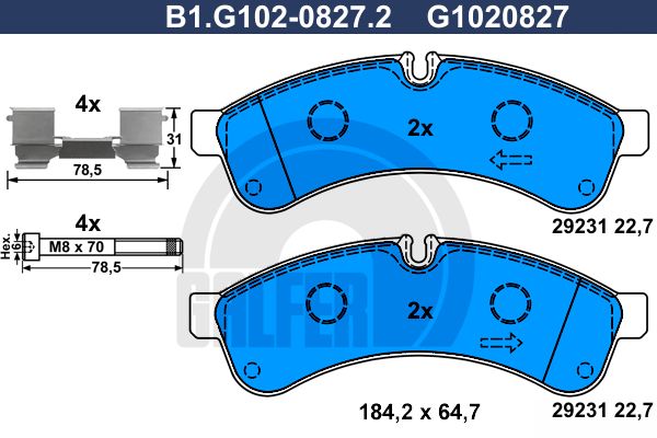 GALFER Комплект тормозных колодок, дисковый тормоз B1.G102-0827.2