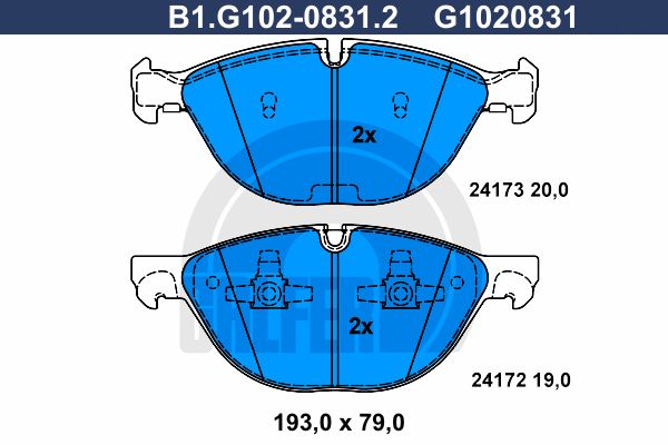 GALFER Комплект тормозных колодок, дисковый тормоз B1.G102-0831.2
