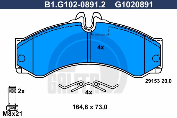 GALFER Комплект тормозных колодок, дисковый тормоз B1.G102-0891.2