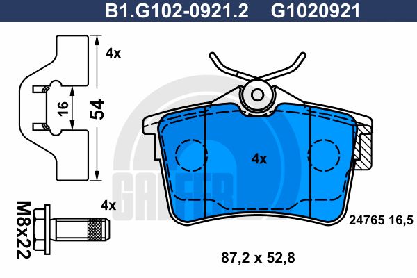GALFER Комплект тормозных колодок, дисковый тормоз B1.G102-0921.2