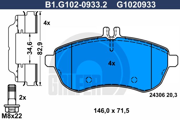 GALFER Комплект тормозных колодок, дисковый тормоз B1.G102-0933.2