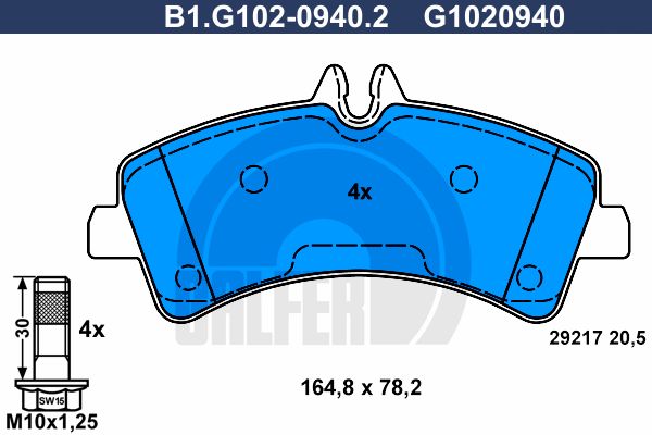 GALFER Комплект тормозных колодок, дисковый тормоз B1.G102-0940.2