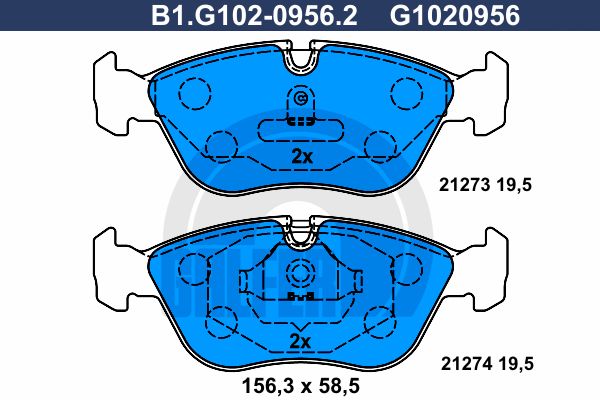 GALFER Комплект тормозных колодок, дисковый тормоз B1.G102-0956.2
