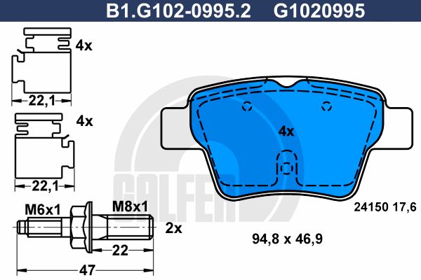 GALFER Комплект тормозных колодок, дисковый тормоз B1.G102-0995.2