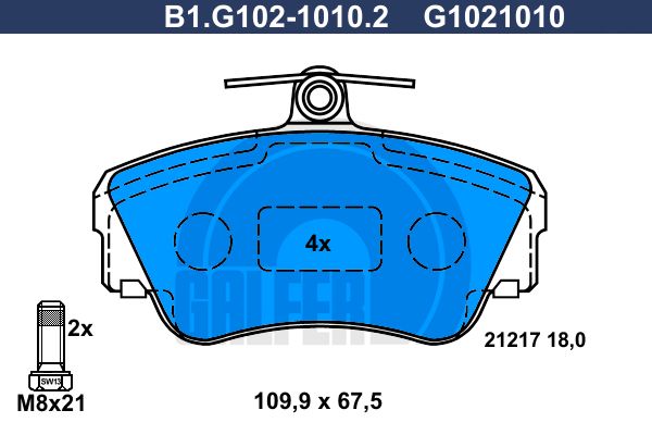 GALFER Комплект тормозных колодок, дисковый тормоз B1.G102-1010.2