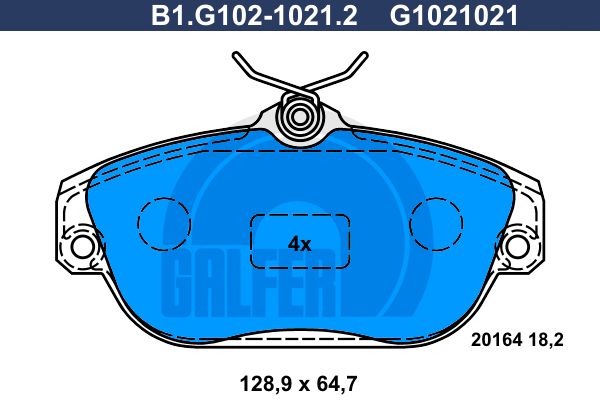 GALFER stabdžių trinkelių rinkinys, diskinis stabdys B1.G102-1021.2