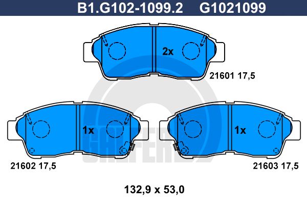 GALFER Комплект тормозных колодок, дисковый тормоз B1.G102-1099.2