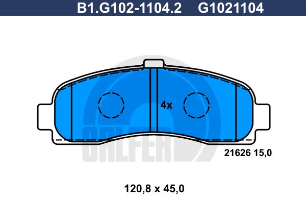 GALFER stabdžių trinkelių rinkinys, diskinis stabdys B1.G102-1104.2