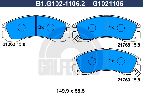 GALFER Комплект тормозных колодок, дисковый тормоз B1.G102-1106.2