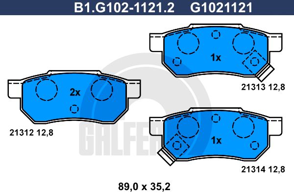 GALFER stabdžių trinkelių rinkinys, diskinis stabdys B1.G102-1121.2