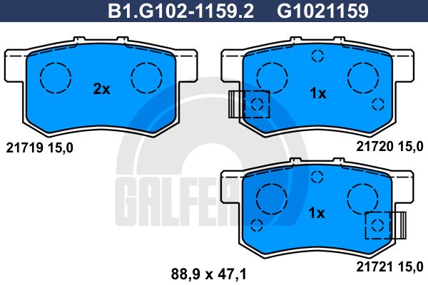 GALFER stabdžių trinkelių rinkinys, diskinis stabdys B1.G102-1159.2