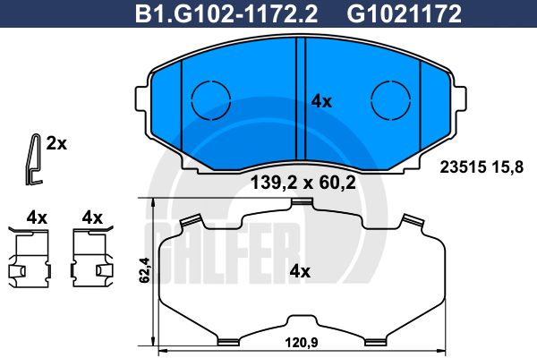 GALFER Комплект тормозных колодок, дисковый тормоз B1.G102-1172.2