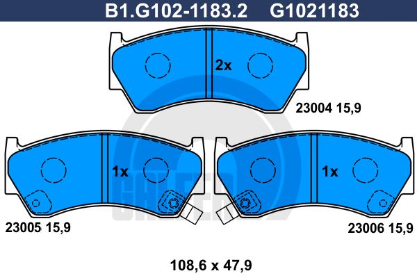 GALFER Комплект тормозных колодок, дисковый тормоз B1.G102-1183.2