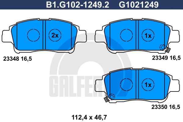 GALFER Комплект тормозных колодок, дисковый тормоз B1.G102-1249.2