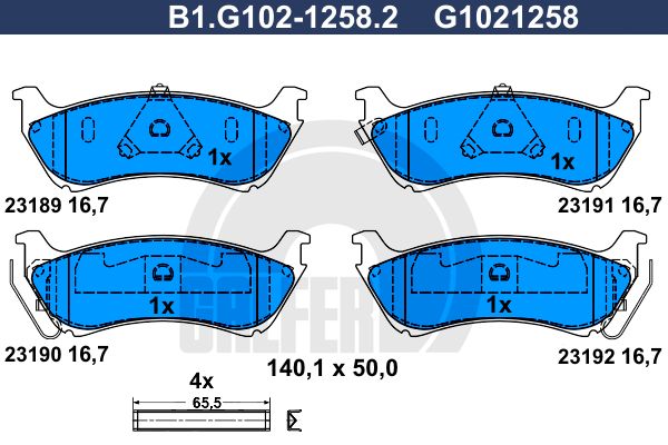 GALFER Комплект тормозных колодок, дисковый тормоз B1.G102-1258.2