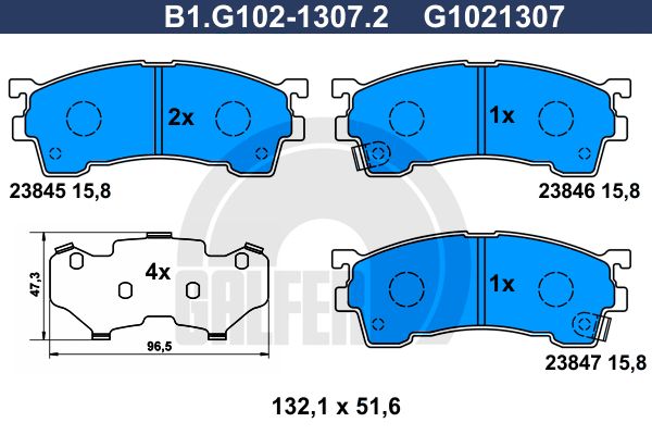 GALFER Комплект тормозных колодок, дисковый тормоз B1.G102-1307.2