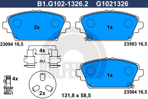 GALFER Комплект тормозных колодок, дисковый тормоз B1.G102-1326.2