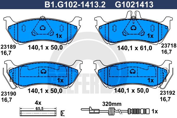 GALFER Комплект тормозных колодок, дисковый тормоз B1.G102-1413.2