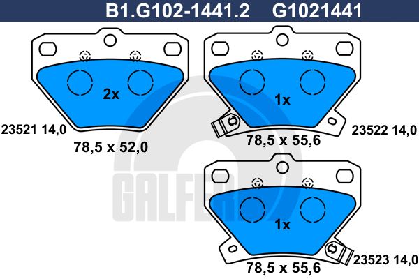 GALFER Комплект тормозных колодок, дисковый тормоз B1.G102-1441.2