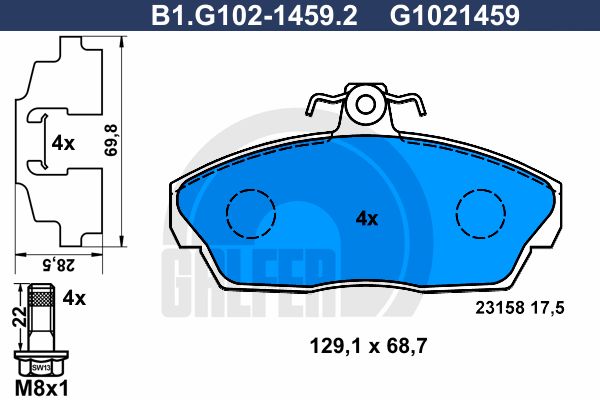 GALFER Комплект тормозных колодок, дисковый тормоз B1.G102-1459.2