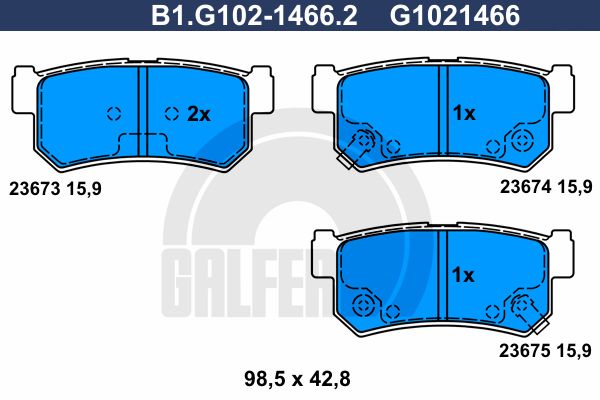 GALFER Комплект тормозных колодок, дисковый тормоз B1.G102-1466.2