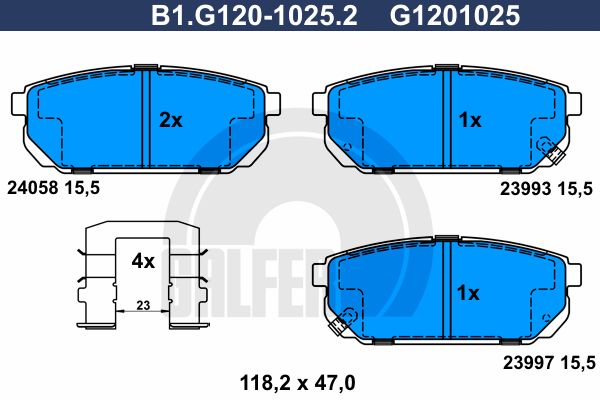 GALFER Комплект тормозных колодок, дисковый тормоз B1.G120-1025.2