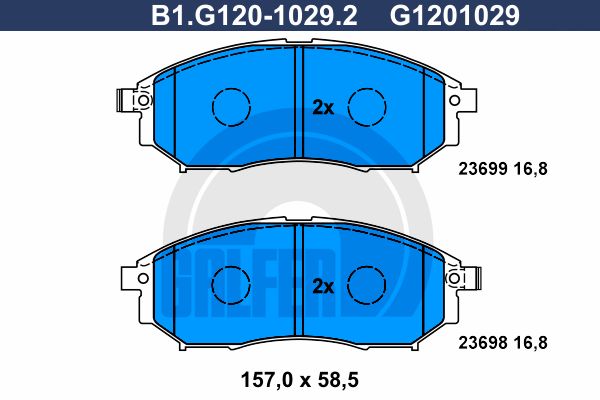 GALFER stabdžių trinkelių rinkinys, diskinis stabdys B1.G120-1029.2