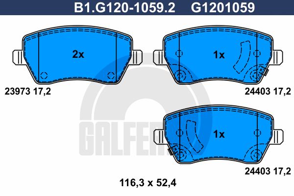 GALFER Комплект тормозных колодок, дисковый тормоз B1.G120-1059.2