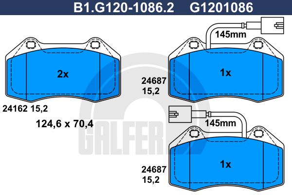 GALFER Комплект тормозных колодок, дисковый тормоз B1.G120-1086.2