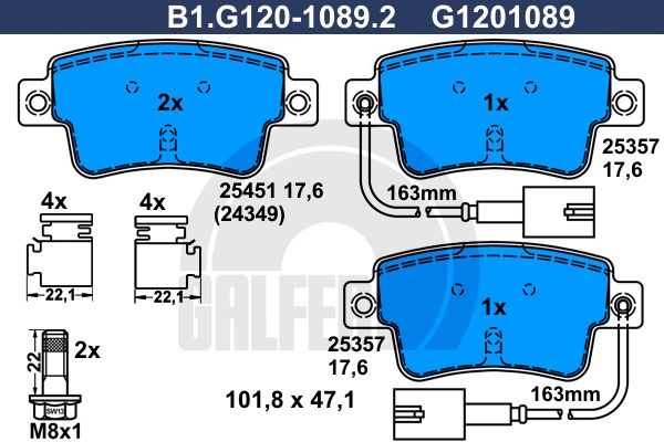 GALFER Комплект тормозных колодок, дисковый тормоз B1.G120-1089.2
