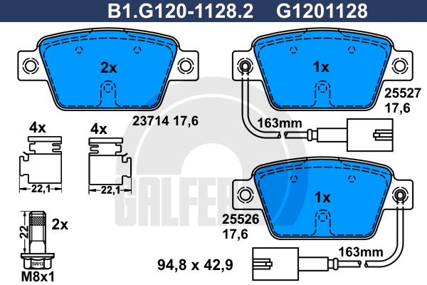 GALFER Комплект тормозных колодок, дисковый тормоз B1.G120-1128.2