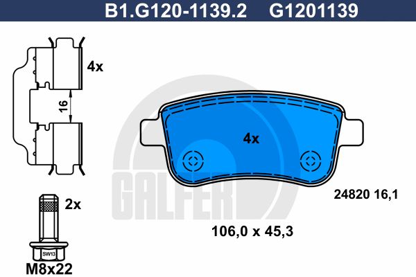 GALFER Комплект тормозных колодок, дисковый тормоз B1.G120-1139.2