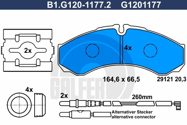 GALFER Комплект тормозных колодок, дисковый тормоз B1.G120-1177.2