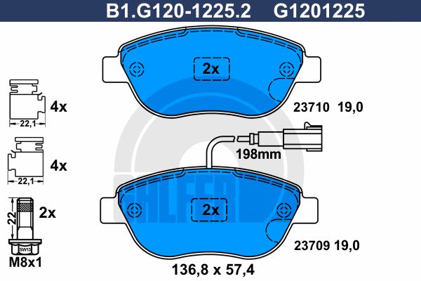 GALFER Комплект тормозных колодок, дисковый тормоз B1.G120-1225.2