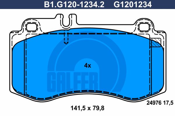 GALFER stabdžių trinkelių rinkinys, diskinis stabdys B1.G120-1234.2