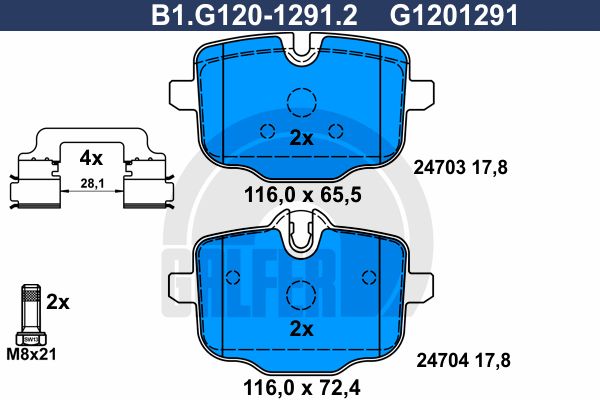 GALFER Комплект тормозных колодок, дисковый тормоз B1.G120-1291.2
