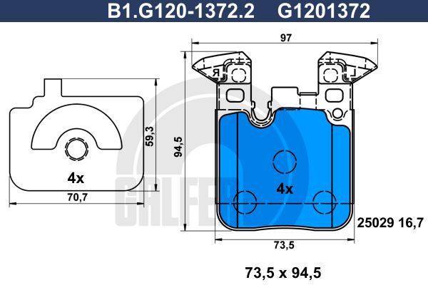 GALFER Комплект тормозных колодок, дисковый тормоз B1.G120-1372.2