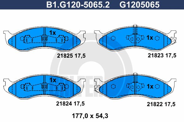 GALFER Комплект тормозных колодок, дисковый тормоз B1.G120-5065.2